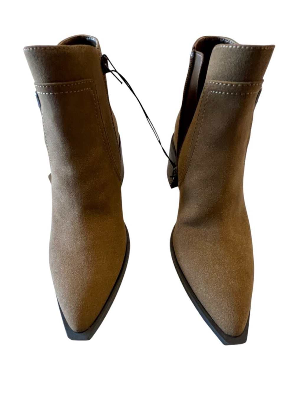 Women's Tan Suede Lace-Up Ankle Booties - Picture 7 of 7